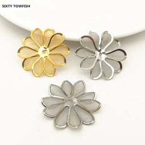 10 PCS 30mm 40mm K Metal Filigree Flower Slice Charms DIY Jewelry Accessory
