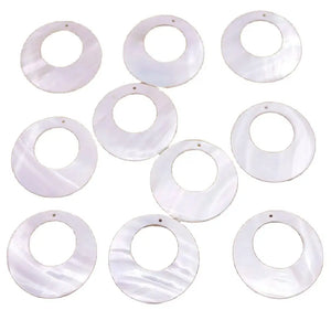 10 PCS 30mm Disc Shell Natural Mother of Pearl Loose Pendant Charms
