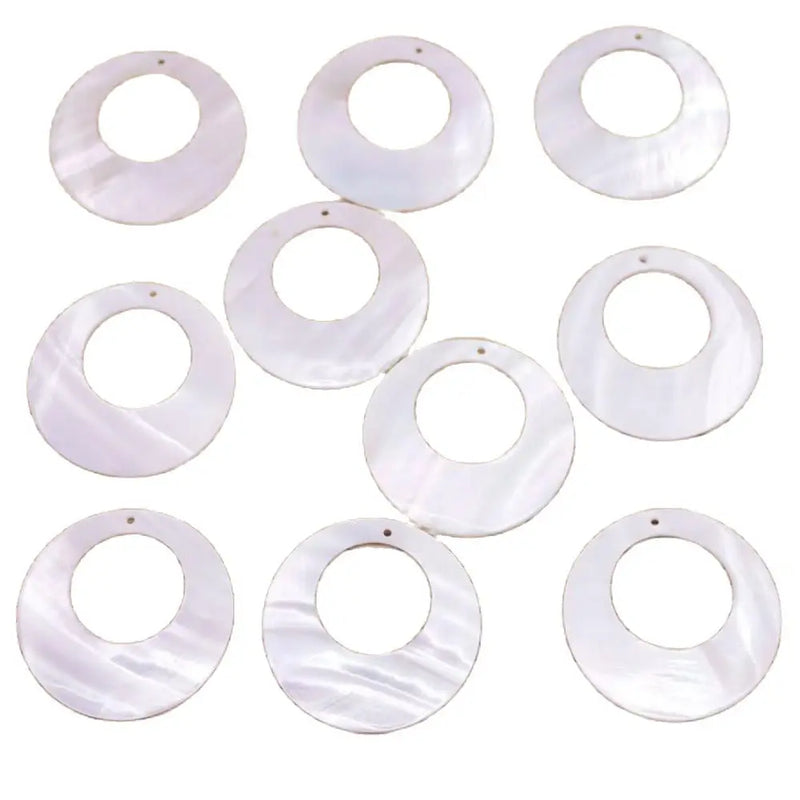 10 PCS 30mm Disc Shell Natural Mother of Pearl Loose Pendant Charms