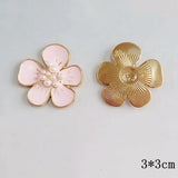 10 PCS 30mm Metal Alloy KC Pearl Flowers Enamel Flowers DIY Jewelry Making