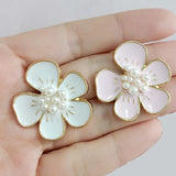 10 PCS 30mm Metal Alloy KC Pearl Flowers Enamel Flowers DIY Jewelry Making
