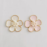 10 PCS 30mm Metal Alloy KC Pearl Flowers Enamel Flowers DIY Jewelry Making
