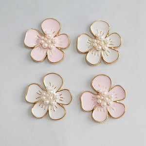 10 PCS 30mm Metal Alloy KC Pearl Flowers Enamel Flowers DIY Jewelry Making