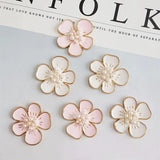 10 PCS 30mm Metal Alloy KC Pearl Flowers Enamel Flowers DIY Jewelry Making
