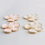 10 PCS 30mm Metal Alloy KC Pearl Flowers Enamel Flowers DIY Jewelry Making