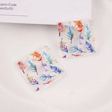10 PCS Acrylic Embossed Flowers Square Pendant Earrings DIY Charms