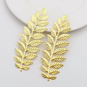 10 PCS Metal Filigree Flower Slice Leaves Charms DIY Hair Compon