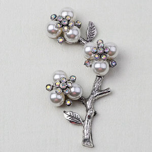 10 PCS Pearl Rhinestone Flower Branches Metal Alloy Jewelry Accessories