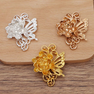 10 PCS 33*41mm KC Gold/Silver Flowers Metal Alloy DIY Jewelry Making