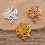 10 PCS 33*41mm KC Gold/Silver Flowers Metal Alloy DIY Jewelry Making