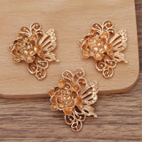 10 PCS 33*41mm KC Gold/Silver Flowers Metal Alloy DIY Jewelry Making