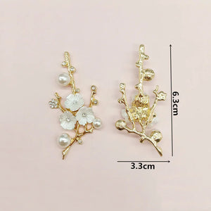 10 PCS Plated Flowers Branch Metal Alloy Accessories for DIY Jewelry Making