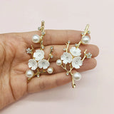 10 PCS Plated Flowers Branch Metal Alloy Accessories for DIY Jewelry Making
