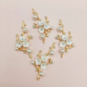 10 PCS Plated Flowers Branch Metal Alloy Accessories for DIY Jewelry Making