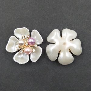 10 Alloy Shell Pearl Flowers Brooch Clothes Headdress DIY Jewelry Findings