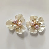 10 Alloy Shell Pearl Flowers Brooch Clothes Headdress DIY Jewelry Findings