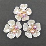 10 Alloy Shell Pearl Flowers Brooch Clothes Headdress DIY Jewelry Findings