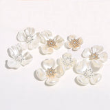 10 PCS 36mm Rhinestone Pearl Flowers for DIY Brooch Hair Jewelry