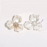 10 PCS 36mm Rhinestone Pearl Flowers for DIY Brooch Hair Jewelry