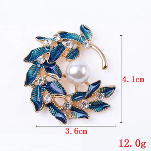 10 PCS Enamel Rhinestone Pearl Inlaid Leaves for Jewelry Making
