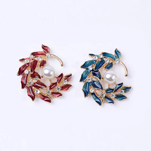 10 PCS Enamel Rhinestone Pearl Inlaid Leaves for Jewelry Making
