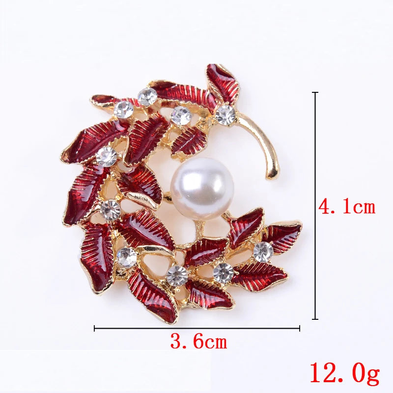 10 PCS Enamel Rhinestone Pearl Inlaid Leaves for Jewelry Making