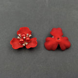 10 PCS 38.5x36mm Red Flower Pearl Alloy Acrylic Shell Hair Jewelry DIY Making