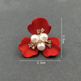 10 PCS 38.5x36mm Red Flower Pearl Alloy Acrylic Shell Hair Jewelry DIY Making