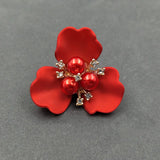 10 PCS 38.5x36mm Red Flower Pearl Alloy Acrylic Shell Hair Jewelry DIY Making