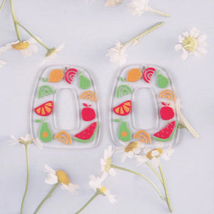 10 PCS Acrylic Embossed Flowers Pendant Charms DIY Earrings Accessories