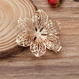 10 PCS 40mm Metal Brass Filigree Flowers Hair Clips Settings