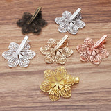 10 PCS 40mm Metal Brass Filigree Flowers Hair Clips Settings