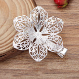 10 PCS 40mm Metal Brass Filigree Flowers Hair Clips Settings