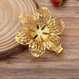 10 PCS 40mm Metal Brass Filigree Flowers Hair Clips Settings
