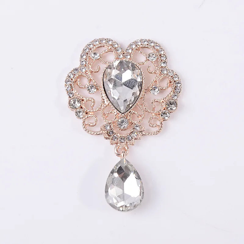 10 PCS 40x61mm Rhinestone Water Drop Flowers DIY Jewelry Making Ornaments