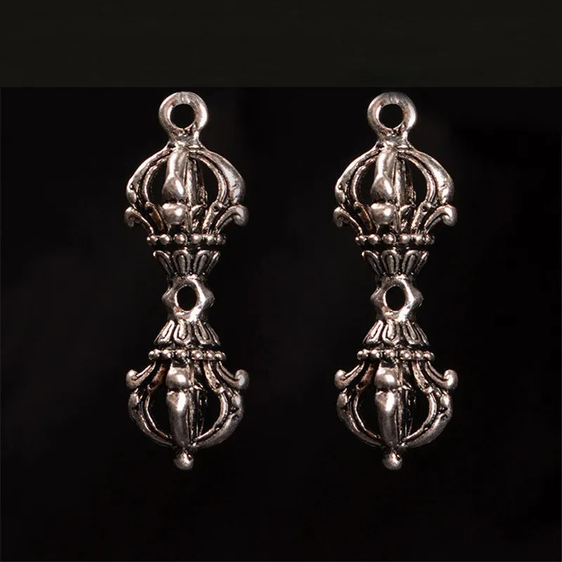 10 PCS Vintage Tibetan Alloy Silver Spacer Beads Vajry Pestle Charms
