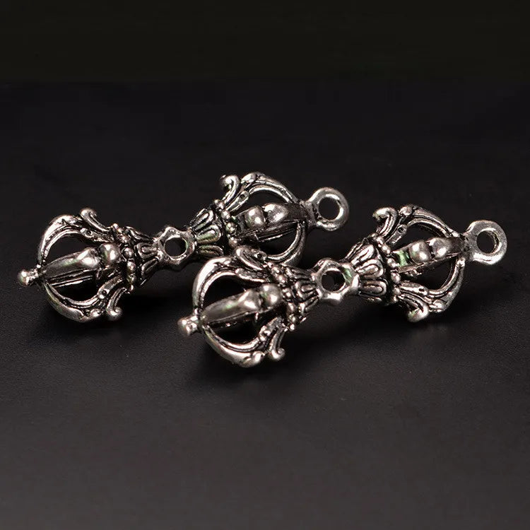 10 PCS Vintage Tibetan Alloy Silver Spacer Beads Vajry Pestle Charms
