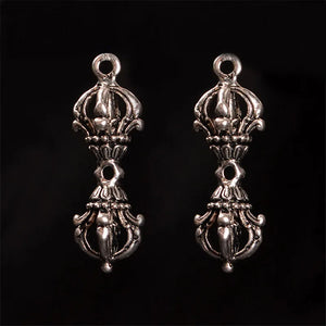 10 PCS Vintage Tibetan Alloy Silver Spacer Beads Vajry Pestle Charms