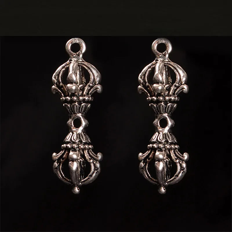10 PCS Vintage Tibetan Alloy Silver Spacer Beads Vajry Pestle Charms