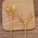 10 PCS Metal Leaf Hair Sticks DIY Hairpin Jewelry Making