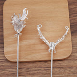 10 PCS Metal Leaf Hair Sticks DIY Hairpin Jewelry Making