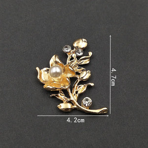 10 PCS Crystal Rhinestone Pearl Flowers Metal Alloy Acc