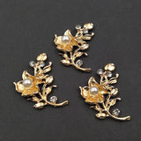 10 PCS Crystal Rhinestone Pearl Flowers Metal Alloy Acc