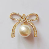 10 PCS KC Plated Pearl Bowknot Pendant 43*50mm Jewelry Making