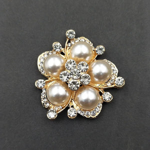 10 PCS Rhinestone Pearl Flower Alloy Charms for DIY Jewelry
