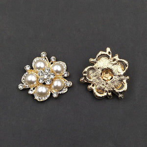10 PCS Rhinestone Pearl Flower Alloy Charms for DIY Jewelry