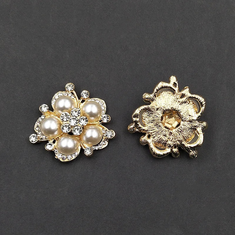 10 PCS Rhinestone Pearl Flower Alloy Charms for DIY Jewelry