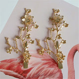 10 PCS Vintage Metal Alloy KC Branch Flowers Hairpin Base Settings