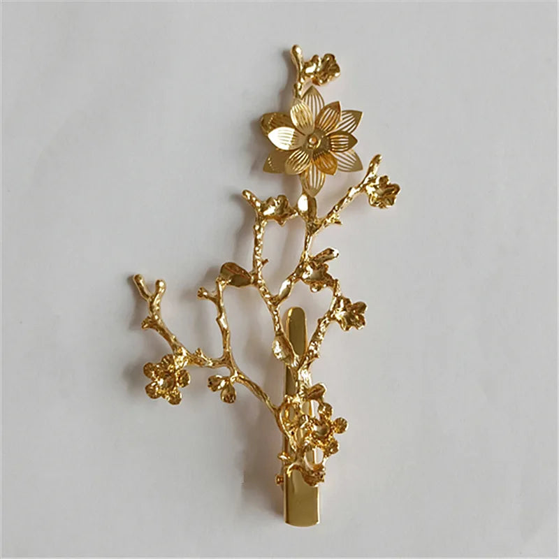 10 PCS Vintage Metal Alloy KC Branch Flowers Hairpin Base Settings
