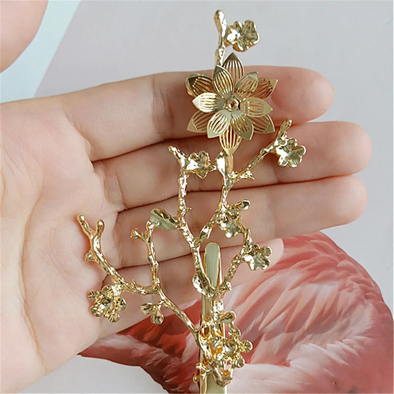 10 PCS Vintage Metal Alloy KC Branch Flowers Hairpin Base Settings
